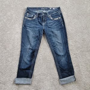 Miss Me Easy Cropped Blue Denim